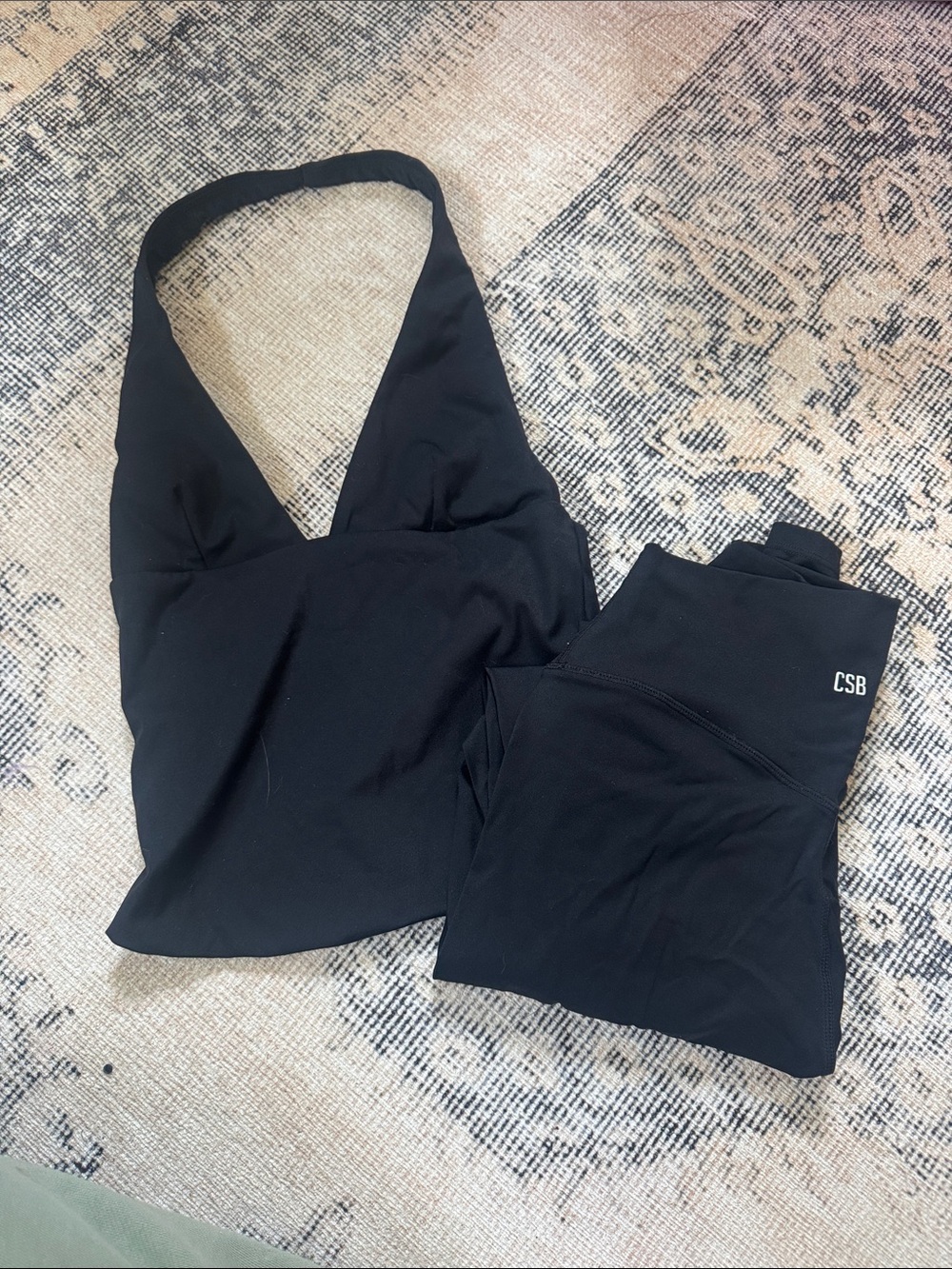 CSB Black Halter Top & Leggings Set Small Worn Once